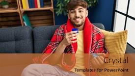  Presentation with medication - Slides featuring young-arab-man-smelling-mint background and a red colored foreground