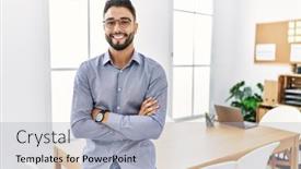  Presentation with arabic music arab man playing - PPT layouts with young-arab-man-smiling-confident background and a light gray colored foreground