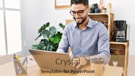  Presentation with arab - Presentation design with young-arab-man-smiling-confident background and a coral colored foreground