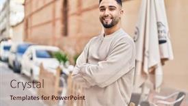  Presentation with arab - Slides consisting of young-arab-man-smiling-confident and a soft green colored foreground