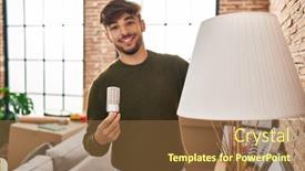  Presentation with new home - Presentation design having young-arab-man-smiling-confident background and a tawny brown colored foreground
