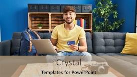  Presentation with arab - Slide set having young-arab-man-smiling-confident background and a coral colored foreground