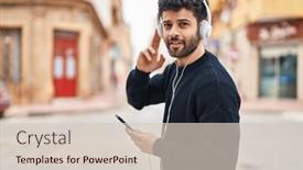  Presentation with arab music - Presentation theme enhanced with young-arab-man-smiling-confident background and a lemonade colored foreground