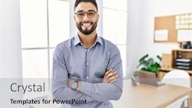  Presentation with arab - Presentation having young-arab-man-smiling-confident background and a light gray colored foreground