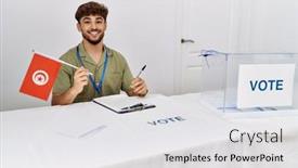  Presentation with arab - Presentation theme consisting of young-arab-man-smiling-confident background and a  colored foreground