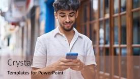  Presentation with confident - PPT theme featuring young-arab-man-smiling-confident background and a coral colored foreground