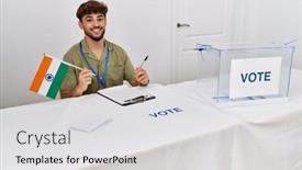  Presentation with india flag - Presentation design consisting of young-arab-man-smiling-confident background and a  colored foreground