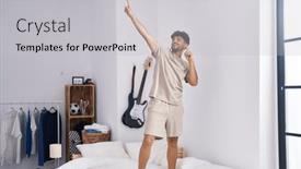  Presentation with arab - Slide deck having young-arab-man-smiling-confident background and a light gray colored foreground