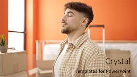  Presentation with breathing - Slides having young-arab-man-smiling-confident background and a coral colored foreground