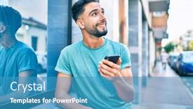  Presentation with arab - Presentation theme with young-arab-man-smiling-happy background and a teal colored foreground