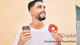  Presentation with arab - Audience pleasing PPT layouts consisting of young-arab-man-smiling-happy backdrop and a lemonade colored foreground