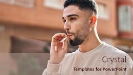  Presentation with smoking - Slide set enhanced with young-arab-man-smoking background and a coral colored foreground