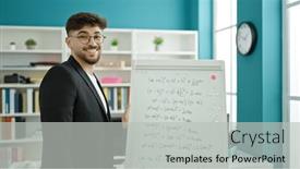  Presentation with maths - Presentation consisting of young-arab-man-teacher-teaching background and a light gray colored foreground