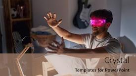  Presentation with augmented reality - PPT theme enhanced with young-arab-man-using-augmented background and a coral colored foreground