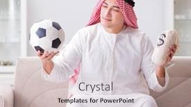  Presentation with football - Cool new theme with young-arab-man-watching-football backdrop and a lemonade colored foreground