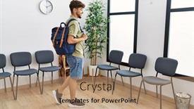  Presentation with waiting room - PPT layouts with young-arab-man-wearing-backpack background and a  colored foreground