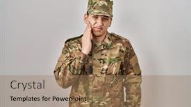  Presentation with young man wearing a hat - PPT theme having young-arab-man-wearing-camouflage background and a coral colored foreground