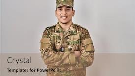  Presentation with arab - PPT layouts featuring young-arab-man-wearing-camouflage background and a coral colored foreground