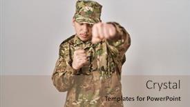  Presentation with arab - Presentation theme consisting of young-arab-man-wearing-camouflage background and a coral colored foreground