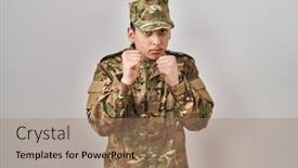  Presentation with arab - Presentation enhanced with young-arab-man-wearing-camouflage background and a coral colored foreground