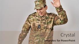  Presentation with arab music - PPT layouts featuring young-arab-man-wearing-camouflage background and a coral colored foreground