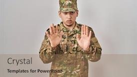  Presentation with forbidden - PPT theme with young-arab-man-wearing-camouflage background and a coral colored foreground