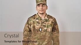  Presentation with army - Theme enhanced with young-arab-man-wearing-camouflage background and a coral colored foreground