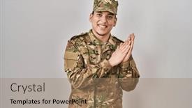  Presentation with army - Presentation with young-arab-man-wearing-camouflage background and a coral colored foreground