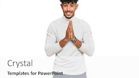  Presentation with praying hands - Presentation featuring young-arab-man-wearing-casual background and a white colored foreground