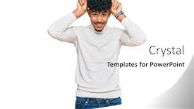  Presentation with bunny - Colorful presentation theme enhanced with young-arab-man-wearing-casual backdrop and a white colored foreground