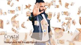  Presentation with hand palm - Amazing slides having young-arab-man-wearing-casual backdrop and a lemonade colored foreground