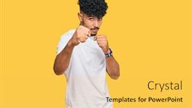  Presentation with violence - Beautiful slide deck featuring young-arab-man-wearing-casual backdrop and a yellow colored foreground