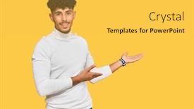  Presentation with arab - PPT theme enhanced with young-arab-man-wearing-casual background and a yellow colored foreground