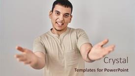  Presentation with arab - PPT theme having young-arab-man-wearing-casual background and a coral colored foreground