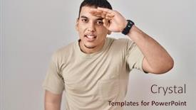  Presentation with far away - Slide deck with young-arab-man-wearing-casual background and a mint green colored foreground