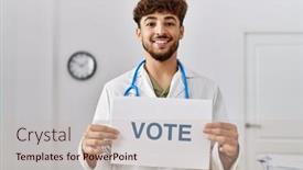  Presentation with arab - Slide deck featuring young-arab-man-wearing-doctor background and a soft green colored foreground