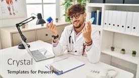  Presentation with respiratory - PPT theme consisting of young-arab-man-wearing-doctor background and a light gray colored foreground