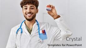  Presentation with college - PPT theme enhanced with young-arab-man-wearing-doctor background and a light gray colored foreground