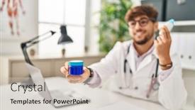  Presentation with respiratory - Slide set featuring young-arab-man-wearing-doctor background and a soft green colored foreground