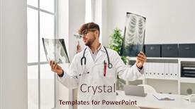  Presentation with xray - Presentation theme consisting of young-arab-man-wearing-doctor background and a soft green colored foreground