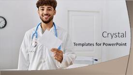  Presentation with vote - Slide set with young-arab-man-wearing-doctor background and a light gray colored foreground