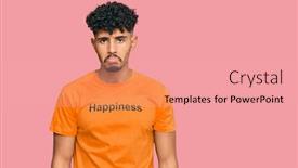  Presentation with tshirt - Presentation theme featuring young-arab-man-wearing-tshirt background and a coral colored foreground