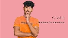  Presentation with question word - Audience pleasing PPT layouts consisting of young-arab-man-wearing-tshirt backdrop and a coral colored foreground