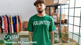  Presentation with volunteer - Slides enhanced with young-arab-man-wearing-volunteer background and a ocean colored foreground