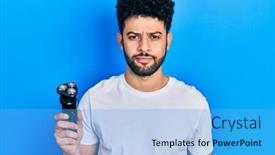  Presentation with razor - Beautiful theme featuring young-arab-man-with-beard backdrop and a light blue colored foreground