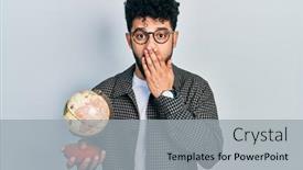  Presentation with arab - Cool new presentation design with young-arab-man-with-beard backdrop and a light gray colored foreground