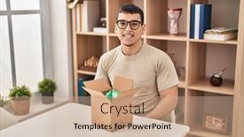  Presentation with cool - Slide deck enhanced with young-arab-man-with-open background and a  colored foreground