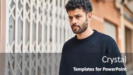  Presentation with arab - Slide set consisting of young-arab-man-with-relaxed background and a wine colored foreground