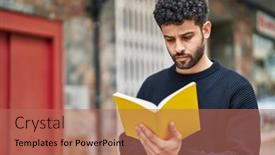  Presentation with arab - Slides featuring young-arab-man-with-relaxed background and a coral colored foreground