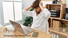  Presentation with arab - PPT theme enhanced with young-arab-man-working-using background and a coral colored foreground